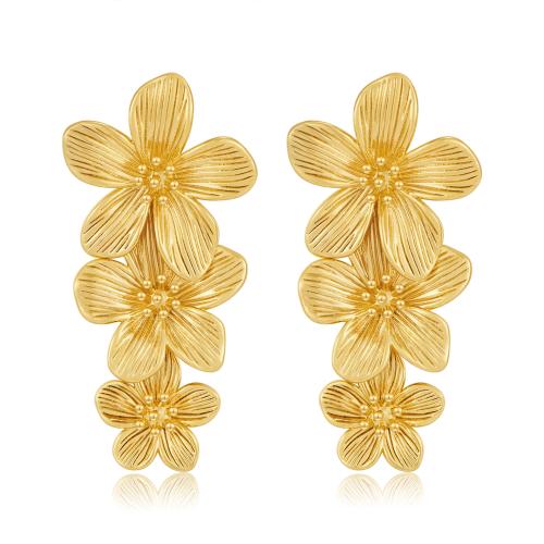 Boucle d'oreille goutte inox, Acier inoxydable 304, Placage de couleur d'or, bijoux de mode, doré, 25x52mm, Vendu par paire