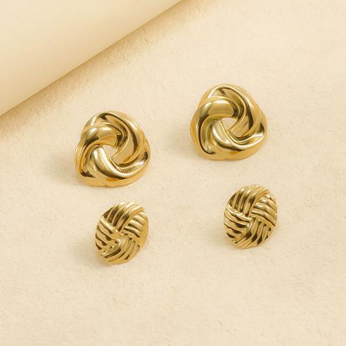 Boucle d'oreille de gaujon en acier inoxydable, Acier inoxydable 304, Plaqué or 18K, bijoux de mode & styles différents pour le choix & pour femme, Vendu par paire