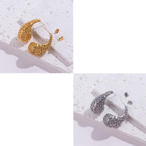 Stainless Steel Stud Earrings, 304 Stainless Steel, Teardrop, plated, fashion jewelry & for woman, more colors for choice, 37x18mm, Sold By Pair