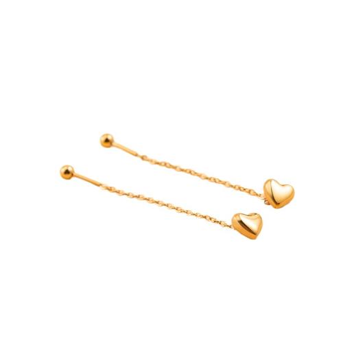 304 Stainless Steel Thread Through Earrings, Heart, 18K gold plated, fashion jewelry & for woman, Sold By Pair