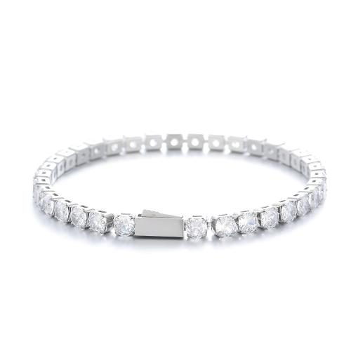 Bijoux bracelet en acier inoxydable, Acier inoxydable 304, longueur différente pour le choix & normes différentes pour le choix & pavé de micro zircon & pour homme, couleur originale, Vendu par PC