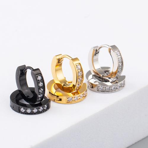 Stainless Steel Lever Back Earring, 304 Stainless Steel, plated, fashion jewelry & Unisex & micro pave cubic zirconia, more colors for choice, Sold By PC