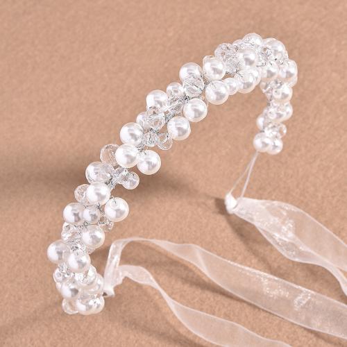 Headband, Plastic Pearl, with brass wire & Satin Ribbon & Crystal, handmade, fashion jewelry & different materials for choice & for woman, 480x20mm, Sold By PC