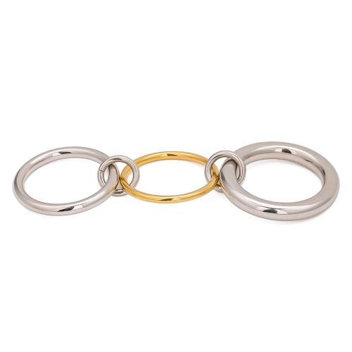 Stainless Steel Finger Ring, 304 Stainless Steel, plated, three layers & for woman & two tone, US Ring Size:8, Sold By PC