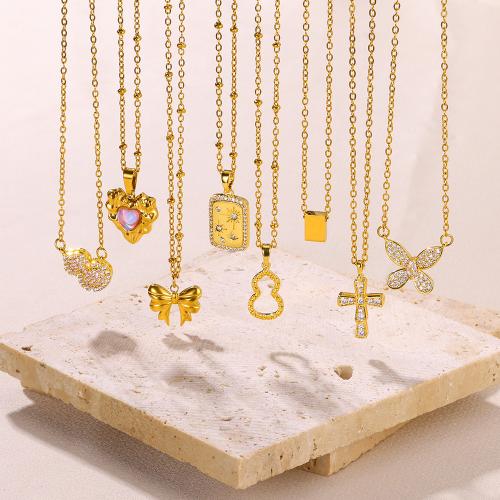 Collier de bijoux en acier inoxydable, Acier inoxydable 304, styles différents pour le choix & pavé de micro zircon & pour femme & émail, plus de couleurs à choisir, Vendu par PC