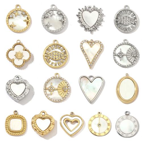 Stainless Steel Pendants, 304 Stainless Steel, Vacuum Ion Plating, DIY & micro pave cubic zirconia & for woman, more colors for choice, Sold By PC