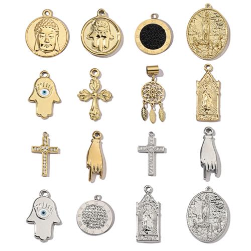 Stainless Steel Pendants, 304 Stainless Steel, Vacuum Ion Plating, DIY & evil eye pattern & enamel, more colors for choice, 100PCs/Bag, Sold By Bag