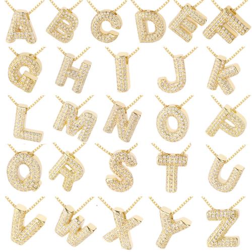 Cubic Zirconia Micro Pave Brass Pendant, Alphabet Letter, plated, DIY & different styles for choice & micro pave cubic zirconia, more colors for choice, pendant length 8-15mm, Sold By PC