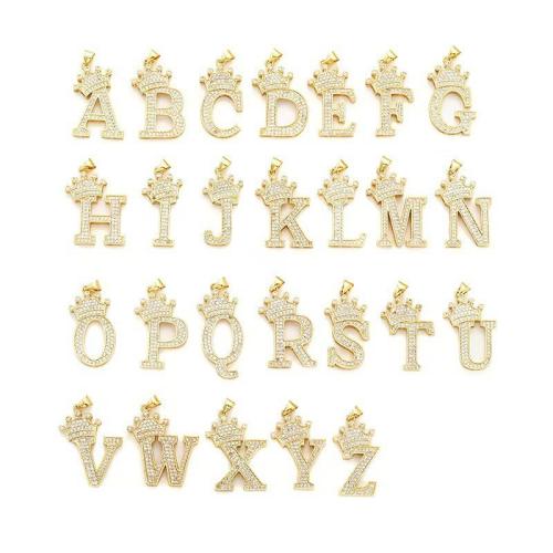 Cubic Zirconia Micro Pave Brass Pendant, Alphabet Letter, plated, DIY & different styles for choice & micro pave cubic zirconia, more colors for choice, pendant length 10-30mm, Sold By PC