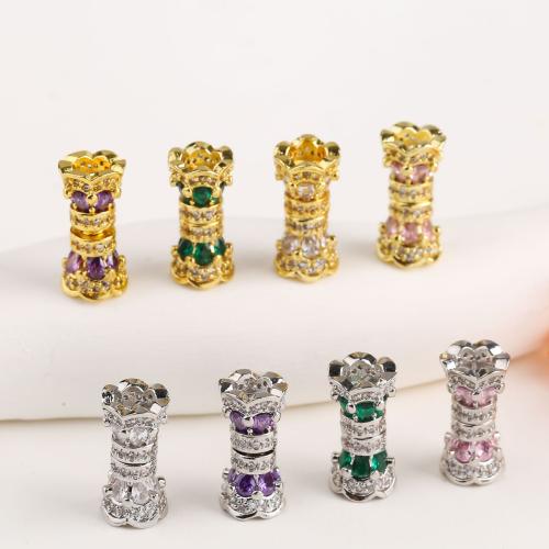 Brass Screw Clasp, plated, random style & DIY & micro pave cubic zirconia, more colors for choice, 15x5.20mm, Sold By PC