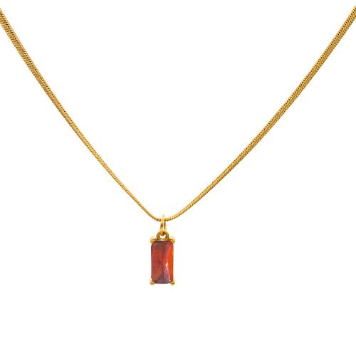 acero inoxidable 304 collar, Patrón Geométrico, chapado en color dorado, micro arcilla de zirconia cúbica & para mujer, Color aleatorio, longitud:aproximado 15.7 Inch, Vendido por UD