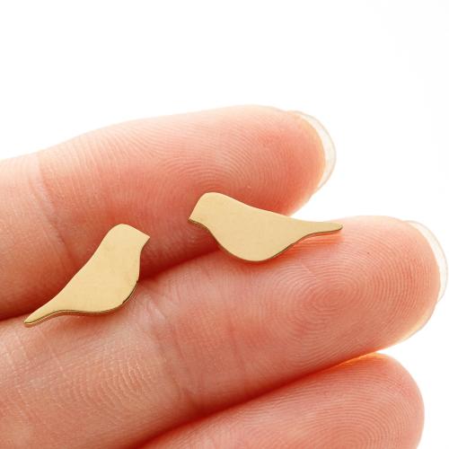 Stainless Steel Stud Earrings, 304 Stainless Steel, Bird, fashion jewelry & for woman, more colors for choice, 5x12mm, Sold By Pair