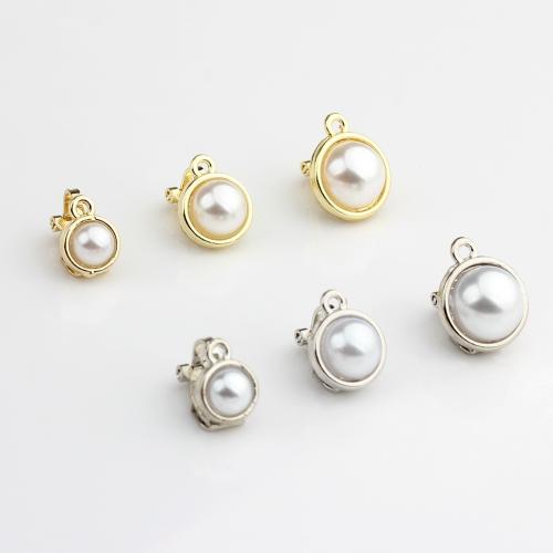 Tibetan Style Earring Findings, with Plastic Pearl, plated, DIY & different size for choice, more colors for choice, nickel, lead & cadmium free, Approx 100PCs/Bag, Sold By Bag