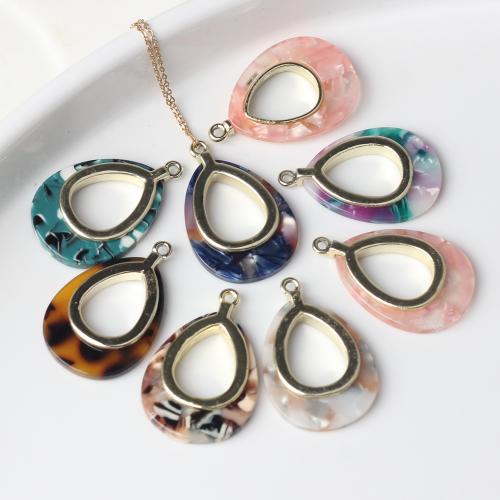 Resin Pendant, with Tibetan Style, Teardrop, gold color plated, DIY & hollow, more colors for choice, 21x33x4mm, Hole:Approx 2mm, Sold By PC