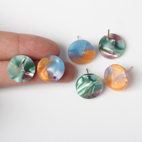 Resin Earring Stud Component, Flat Round, DIY, more colors for choice, 15x12mm, 10PCs/Bag, Sold By Bag