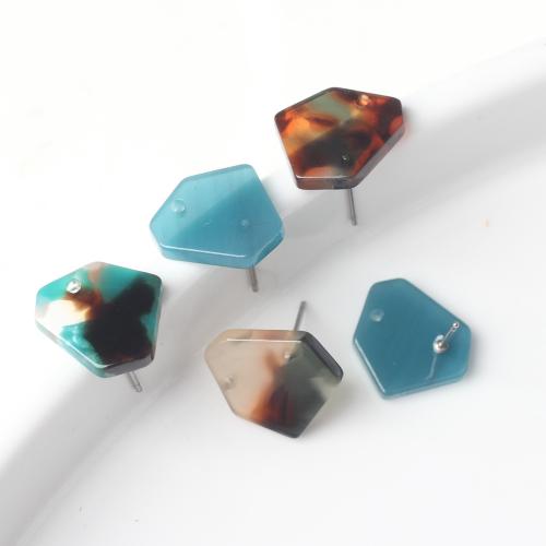 Resin Earring Stud Component, Hexagon, DIY, more colors for choice, Approx 100PCs/Bag, Sold By Bag