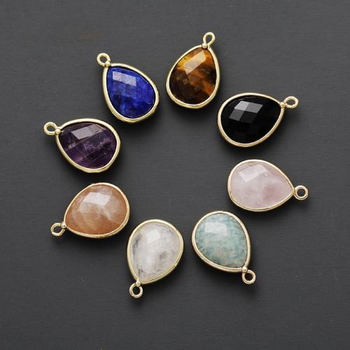 Gemstone Pendants Jewelry, Natural Stone, Teardrop, gold color plated, DIY & different materials for choice, more colors for choice, nickel, lead & cadmium free, 22x13mm, Sold By PC