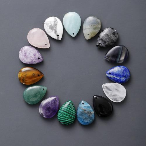 Gemstone Pendants Jewelry, Natural Stone, Teardrop, DIY & different materials for choice, more colors for choice, 18x25mm, Sold By PC