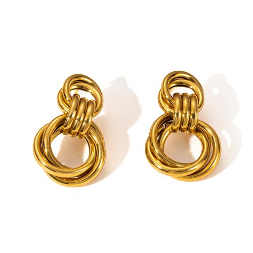 Boucle d'oreille goutte inox, Acier inoxydable 304, Placage de couleur d'or, bijoux de mode & pour femme & creux, Vendu par paire