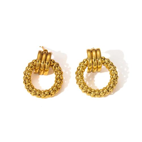 Boucle d'oreille de gaujon en acier inoxydable, Acier inoxydable 304, Placage de couleur d'or, bijoux de mode & pour femme & creux, Vendu par paire