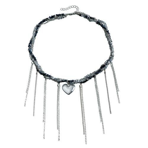 Collier de bijoux en alliage de zinc, avec cristal, Placage, bijoux de mode & multicouche & pour femme, couleur originale, Vendu par PC