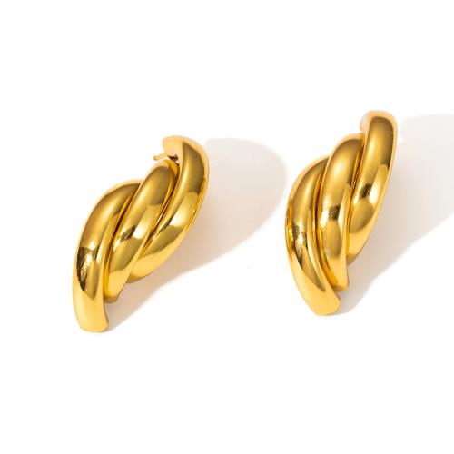 Stainless Steel Stud Earrings, 304 Stainless Steel, fashion jewelry & for woman, golden, Sold By Pair