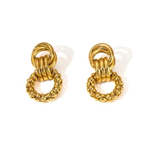 Stainless Steel Drop Earring, 304 Stainless Steel, gold color plated, fashion jewelry & for woman & hollow, Sold By Pair