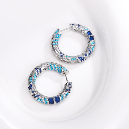 Cúbicos Circonia Pendiente Latón Micro pavimenta, metal, con resina, chapado, Joyería & micro arcilla de zirconia cúbica & para mujer, azul, Vendido por Par