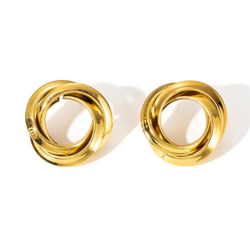 Stainless Steel Stud Earrings, 304 Stainless Steel, plated, fashion jewelry & for woman & hollow, golden, Sold By Pair