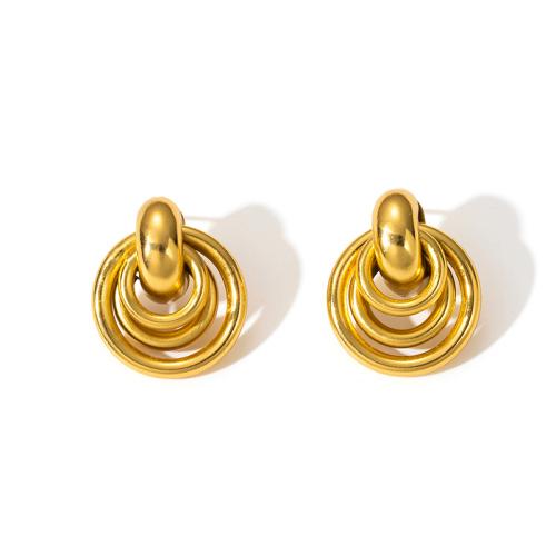 Stainless Steel Drop Earring, 304 Stainless Steel, plated, fashion jewelry & for woman & hollow, golden, Sold By Pair