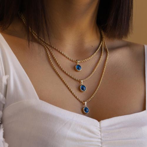 Collier de bijoux en acier inoxydable, Acier inoxydable 304, avec chalumeau, motif de mauvais œil & pour femme, plus de couleurs à choisir, Longueur:21-50 cm, Vendu par PC