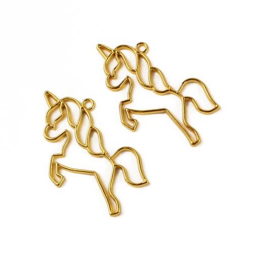 Pendentifs animaux en alliage de zinc, Licorne, Placage, DIY, 50x37mm, 100PC/sac, Vendu par sac