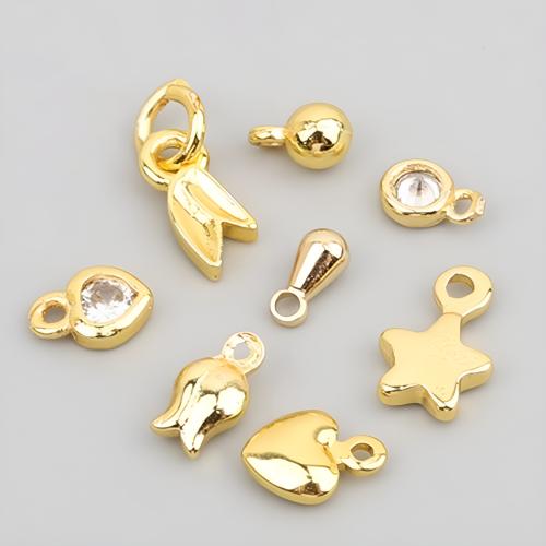 laiton Chaine d'extension avec breloque goutte, Plaqué d'or 14K, DIY & styles différents pour le choix & pavé de micro zircon, Vendu par PC