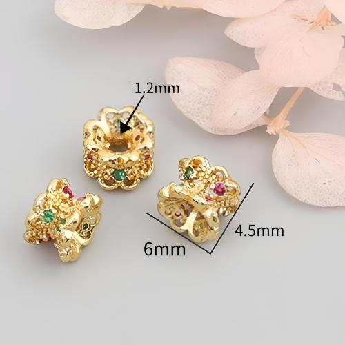 Brass Spacer Beads, 18K gold plated, DIY & different styles for choice & micro pave cubic zirconia, Sold By PC