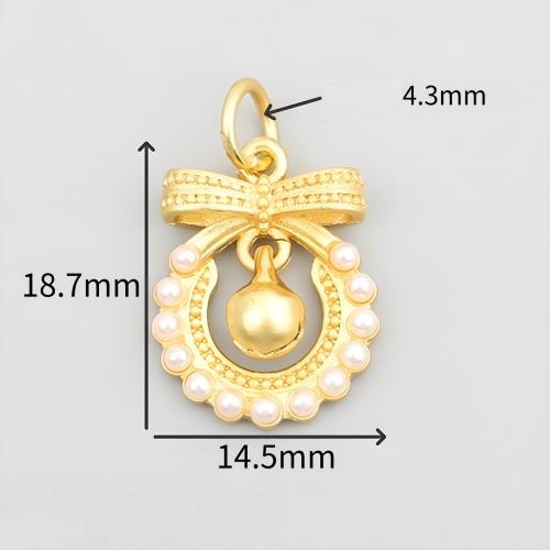 Brass Jewelry Pendants, with Plastic Pearl, matte gold color plated, DIY & different styles for choice, Sold By PC