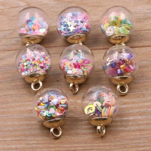 Glass Pendant, with Tibetan Style, Round, gold color plated, DIY, more colors for choice, 16x16mm, Hole:Approx 2mm, Approx 100PCs/Bag, Sold By Bag