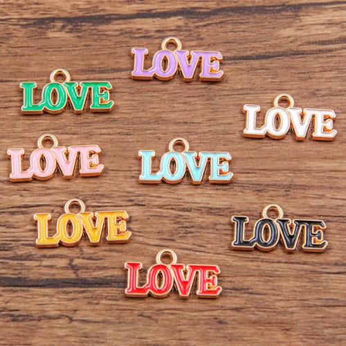 Tibetan Style Enamel Pendants, Alphabet Letter, gold color plated, DIY, more colors for choice, nickel, lead & cadmium free, 17x9mm, Approx 100PCs/Bag, Sold By Bag