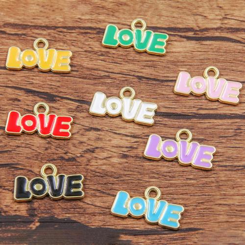 Tibetan Style Enamel Pendants, Alphabet Letter, gold color plated, DIY, more colors for choice, nickel, lead & cadmium free, 20x11mm, Approx 100PCs/Bag, Sold By Bag