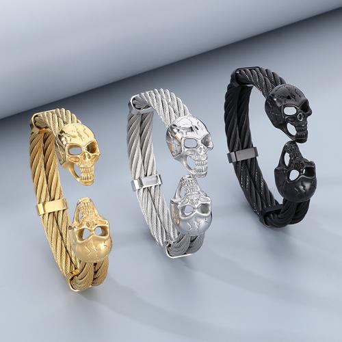 Titanium Steel Bracelet & Bangle, Skull, plated, different size for choice & for man, more colors for choice, Sold By PC