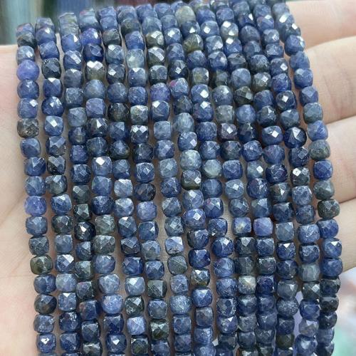 Perles bijoux en pierres gemmes, Saphir, DIY, bleu, 4mm, Vendu par Environ 38 cm brin