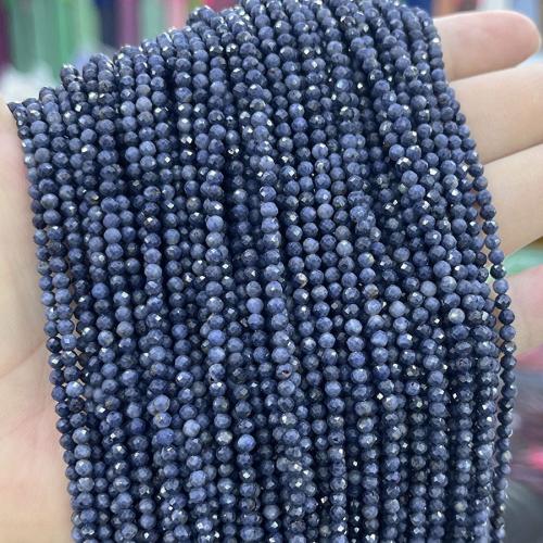 Gemstone Jewelry Beads, Sapphire​, Round, DIY & different size for choice, blue, Sold Per Approx 38 cm Strand