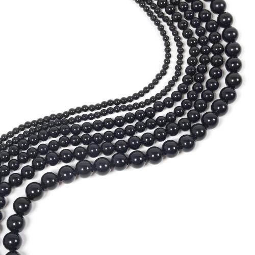 Perles obsidienne noire, Obsidien noir, Rond, DIY & normes différentes pour le choix, noire, Vendu par brin