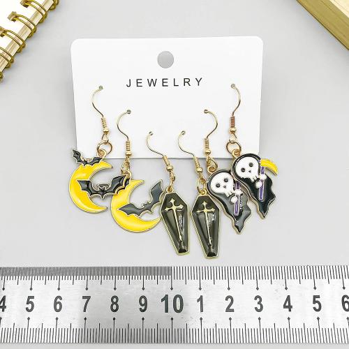 Pendientes de Aleación de Zinc, chapado, Diseño de Halloween & para mujer & esmalte, Vendido por Set