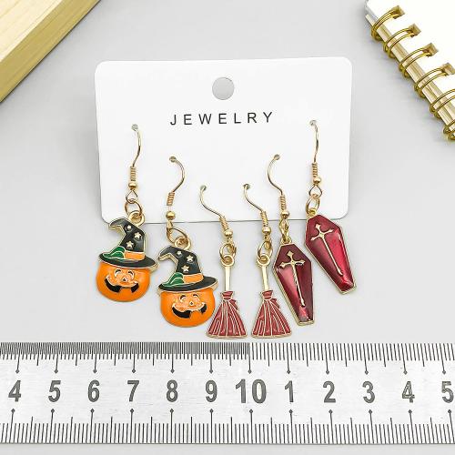 Pendientes de Aleación de Zinc, chapado, Diseño de Halloween & para mujer & esmalte, Vendido por Set