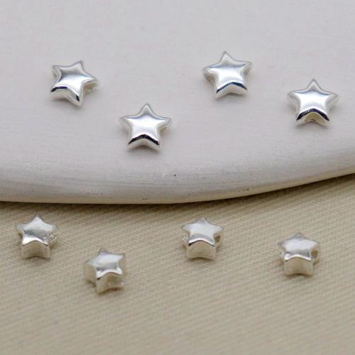 925 Sterling Silver Spacer Bead, Star, DIY & different size for choice, silver color, Sold By PC