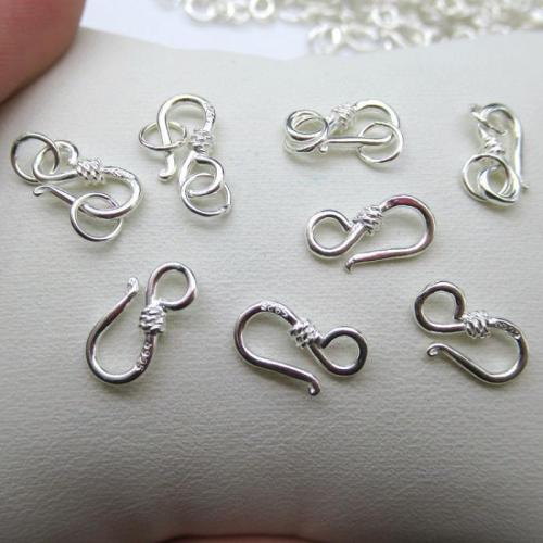 925 Sterling Silver S Hook Clasp, DIY & different styles for choice, silver color, 13x8mm, Sold By PC