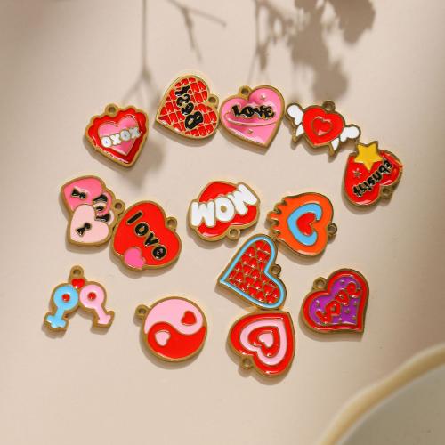 Stainless Steel Heart Pendants, 304 Stainless Steel, Vacuum Ion Plating, Different Shape for Choice & DIY & enamel, more colors for choice, Approx 10PCs/Bag, Sold By Bag