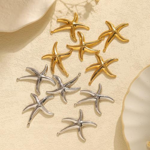 Stainless Steel Animal Pendants, 304 Stainless Steel, Starfish, Vacuum Ion Plating, DIY, more colors for choice, 33x41mm, 10PCs/Bag, Sold By Bag