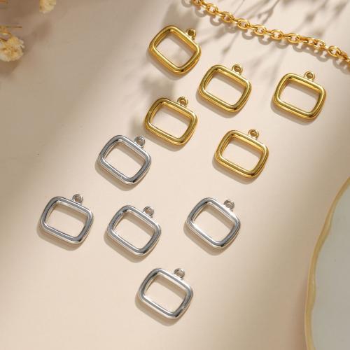 Stainless Steel Pendants, 304 Stainless Steel, Rectangle, Vacuum Ion Plating, DIY & hollow, more colors for choice, 14x14mm, 10PCs/Bag, Sold By Bag