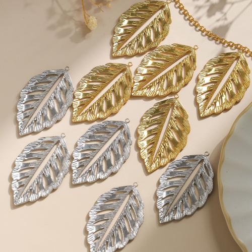 Stainless Steel Pendants, 304 Stainless Steel, Leaf, Vacuum Ion Plating, DIY, more colors for choice, 30x53mm, 10PCs/Bag, Sold By Bag